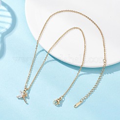 Fairy Brass Pave Clear Cubic Zirconia Pendant 304 Stainless Steel Cable Chain Necklaces for Women&nbsp;NJEW-JN05600