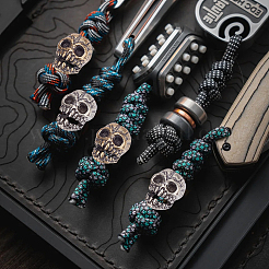 4Pcs 2 Colors Skull Brass European Beads&nbsp;KK-OC0001-84