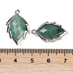 Natural Green Aventurine Faceted Leaf Pendants&nbsp;G-I375-04P-18