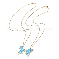 2Pcs Alloy Butterfly Pendant Necklaces&nbsp;NJEW-JN04550