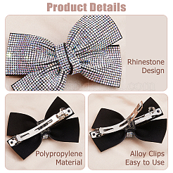 2Pcs Bowknot Rhinestone Hair Barrettes&nbsp;PHAR-HS0001-05