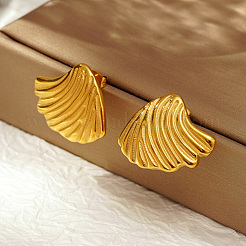 Simple 304 Stainless Steel Seashell Stud Earrings&nbsp;NE7504