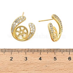U-Shaped Brass Micro Pave Clear Cubic Zirconia Stud Earring Findings&nbsp;KK-D102-10G