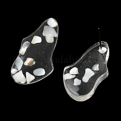 Resin with Shell Twist Teardrop Stud Earrings with Titanium Pins&nbsp;EJEW-D056-16P