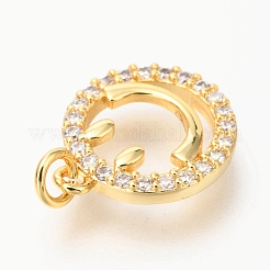 Brass Micro Pave Clear Cubic Zirconia Charms&nbsp;ZIRC-O036-31G