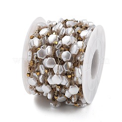 ABS Imitation Pearl & 304 Stainless Steel Beads Link Chains&nbsp;CHS-K021-07G-01