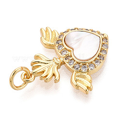 Brass Micro Pave Clear Cubic Zirconia Pendants&nbsp;KK-N268-18G