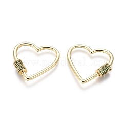 Brass Micro Pave Cubic Zirconia Screw Carabiner Lock Charms&nbsp;ZIRC-I031-11G-03