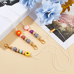 3Pcs Silicone Daisy & Nylon Thread Lanyard&nbsp;HJEW-FH00108