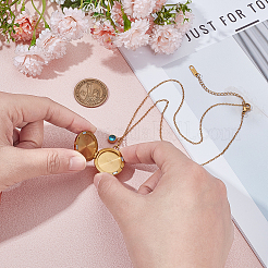 Stainless Steel Pave Natural White Shell Flat Round Magnetic Locket Pendant Necklaces for Women&nbsp;NJEW-NB00012