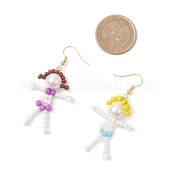 Brass Glass Seed Dangle Earrings&nbsp;EJEW-TA00683