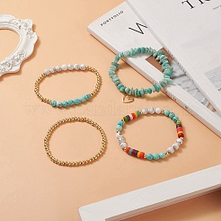4Pcs 4 Style Natural & Synthetic Mixed Gemstone Chips & Heishi Beaded Stretch Bracelets Set&nbsp;BJEW-JB09922