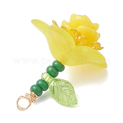 7Pcs Glass Seed Beaded Rose Flower Pendants&nbsp;PALLOY-MZ01231