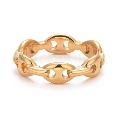 Ion Plating(IP) 304 Stainless Steel Coffee Bean Chain Shape Open Cuff Ring for Women&nbsp;RJEW-C025-33B-G