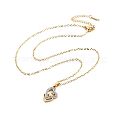 304 Stainless Steel Crystal Rhinestone Heart Pendant Cable Chain Necklaces for Women&nbsp;LS-NJEW-Z056-01E-G