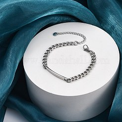 304 Stainless Steel Curb Chains Link ID Bracelets&nbsp;BJEW-K265-03P