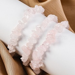 Unisex Chip Natural Rose Quartz Beaded Stretch Bracelets&nbsp;BJEW-S143-25