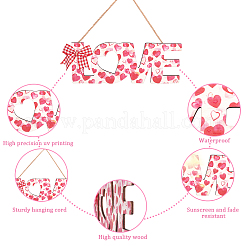 Valentine's Day Wooden Door Hanging Decorations with Hemp Rope&nbsp;AJEW-WH0314-117