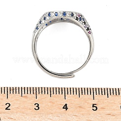 Brass Micro Pave Cubic Zirconia Cuff Rings for Women&nbsp;RJEW-A069-13P-01