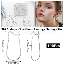 100Pcs 304 Stainless Steel Hoop Earrings Findings&nbsp;STAS-CN0001-48A
