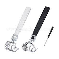 2 Sets 2 Colors Alloy with PU Leather Keychains&nbsp;KEYC-PH0002-14A