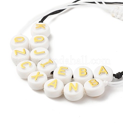 2Pcs 2 Style Flat Round with Letters Braided Bead Bracelets Set for Women&nbsp;BJEW-JB07571