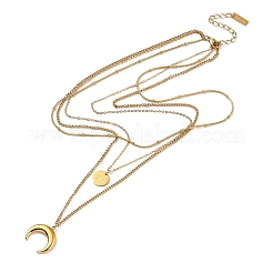 304 Stainless Steel 3 Layer Necklaces&nbsp;NJEW-Z054-02G