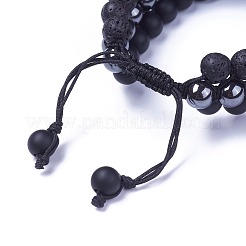 Adjustable Non-Magnetic Synthetic Hematite Braided Bead Bracelets&nbsp;BJEW-I273-E02