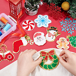 12Pcs 12 Style Christmas Theme Towel Embroidery Cloth Iron on/Sew on Patches&nbsp;PATC-FG0001-47