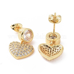 Clear Cubic Zirconia Heart Dangle Stud Earrings&nbsp;EJEW-C008-18G
