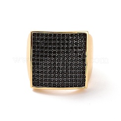 Cubic Zirconia Rectangle Open Cuff Ring&nbsp;RJEW-P035-05G-02