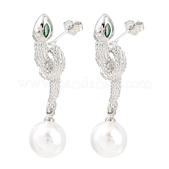 Snake Brass Micro Pave Cubic Zirconia Stud Earrings&nbsp;EJEW-K249-13P