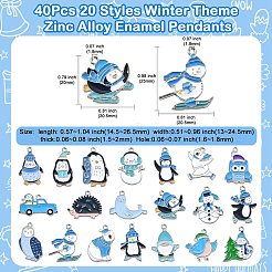 40Pcs 20 Styles Winter Theme Zinc Alloy Enamel Pendants&nbsp;ENAM-CJ0006-43