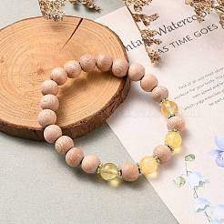 Round Natural Quartz Crystal Beaded Stretch Bracelets&nbsp;BJEW-JB05607-03