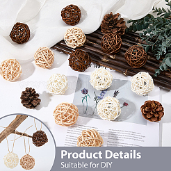 15Pcs 3 Colors Wicker Rattan Balls&nbsp;AJEW-SC0004-25C