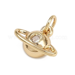 Brass Pave Cubic Zirconia Pendants&nbsp;KK-D409-25G