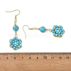 Natural & Synthetic Mixed Stone and Shell Pearl Braided Dangle Earrings&nbsp;EJEW-MZ00789