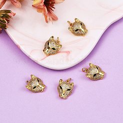 5Pcs Brass Micro Pave Clear & Green Cubic Zirconia Pendants&nbsp;ZIRC-SZ0003-18