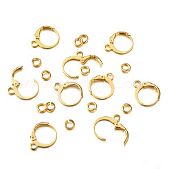 Brass Huggie Hoop Earring Findings & Open Jump Rings&nbsp;KK-TA0007-83G