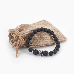 Natural Lava Rock Beads Stretch Bracelets&nbsp;BJEW-JB03959-02