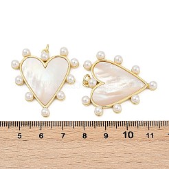 Brass Pave Natural Freshwater Shell Pendants&nbsp;LS-KK-U058-25G-02