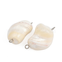 Natural Shell Nuggets Connector Charms&nbsp;STAS-D378-29P