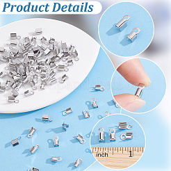 400Pcs 2 Styles 304 Stainless Steel Fold Over Crimp Cord Ends&nbsp;STAS-BBC0010-28