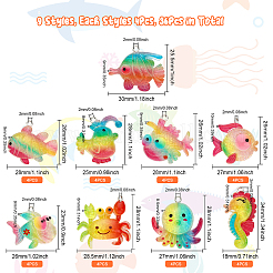 36Pcs 9 Styles Ocean Theme Transparent Resin Pendants&nbsp;RESI-CA0001-46