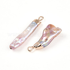 Electroplated Natural Keshi Pearl Pendants&nbsp;PEAR-S012-83