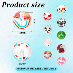 18Pcs 9 Colors Handmade Lampwork Beads&nbsp;LAMP-GA0001-13