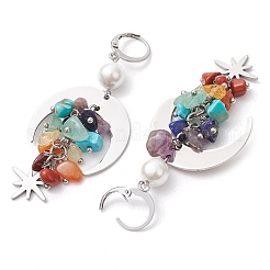 Chakra Chip Natural & Synthetic Mixed Stone Leverback Earrings&nbsp;EJEW-JE06199