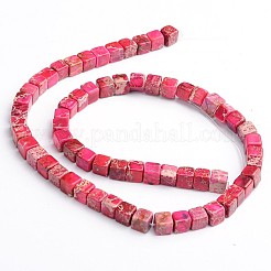 Dyed & Heated Natural Imperial Jasper Cube Beads Strands&nbsp;X-G-M273-02-6mm