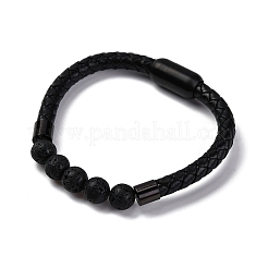 Round Natural Lava Rock Bead Bracelets&nbsp;BJEW-A009-08EB-03A