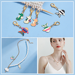 Alloy Enamel Sea Horse & Butterfly Pendant Locking Stitch Markers&nbsp;HJEW-AB00008